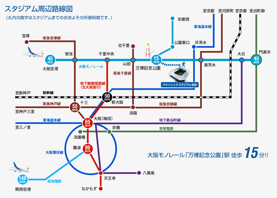 スタジアム周辺路線図